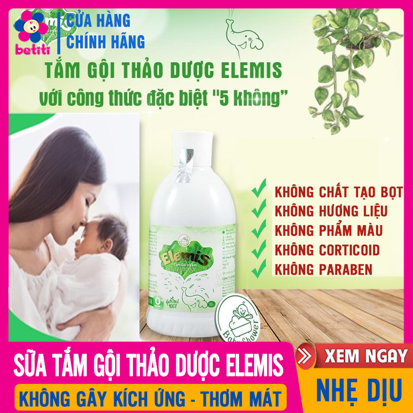 [Hoàn tiền 6%] Sữa Tắm Gội Cho Bé Sơ Sinh ELEMIS (200ml) 100% Tự Nhiên, Nhẹ Dịu Với Da Bé, Không Kích Ứng Da Và Mắt Trẻ- Sữa Tắm Elemiss, Sua Tam Em Be, Sữa Tắm Trẻ Em, Sữa Tắm Trẻ Sơ Sinh BETITI - 1 Chai Sua Tam Goi Cho Be Elemis