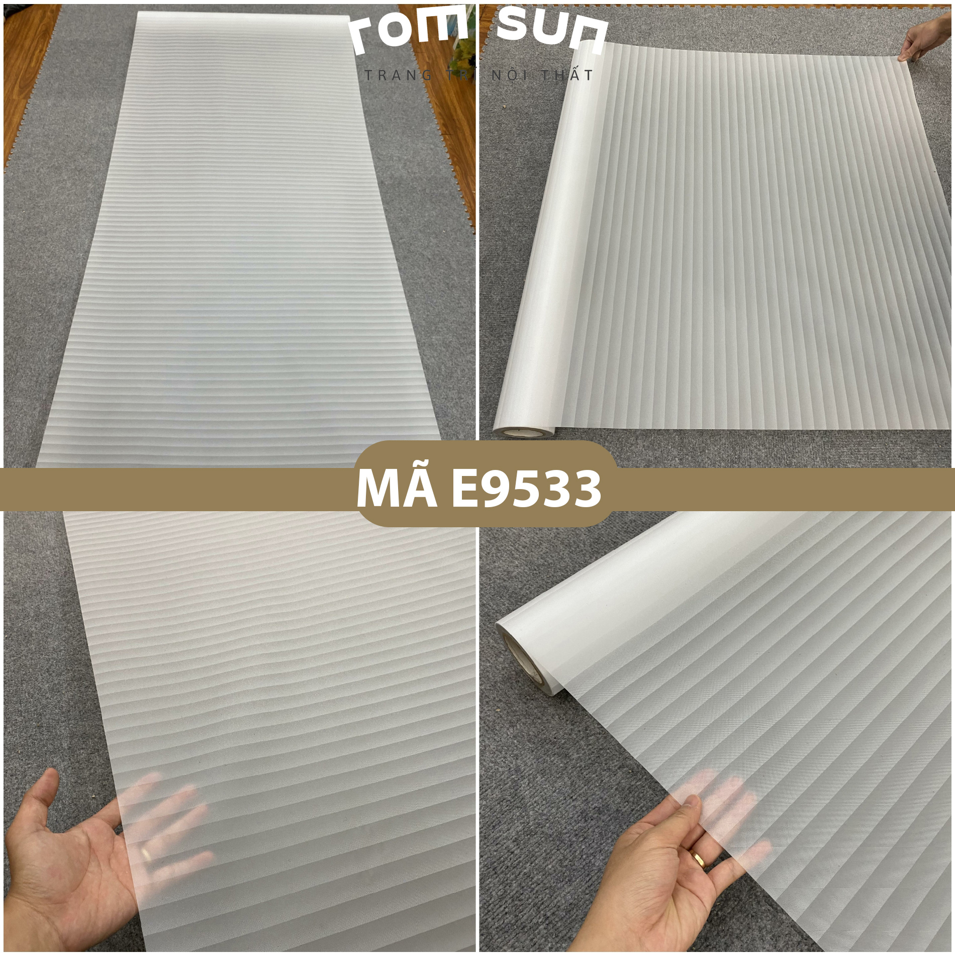 Giấy đề can dán kính mờ văn phòng chống nhìn trộm khổ 90cm, decal dán kính phòng ngủ cửa sổ trắng mờ kẻ E9533