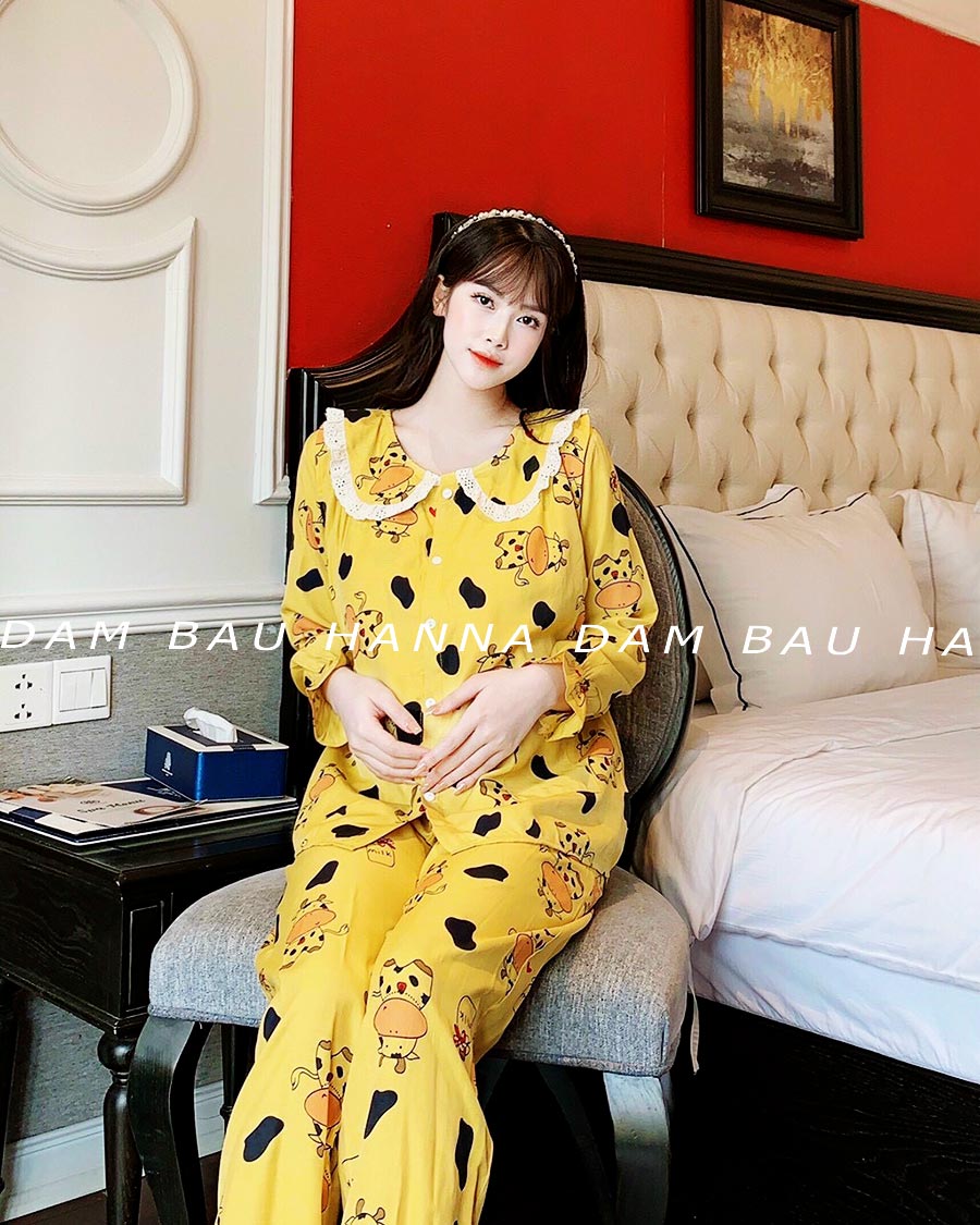 [BIG SIZE] Đồ bộ bầu và sau sinh mặc nhà kiểu đẹp có khóa cho bé ty FREE SIZE 40-70KG vải lụacotton thoáng mát  có lưng thun điều chỉnh