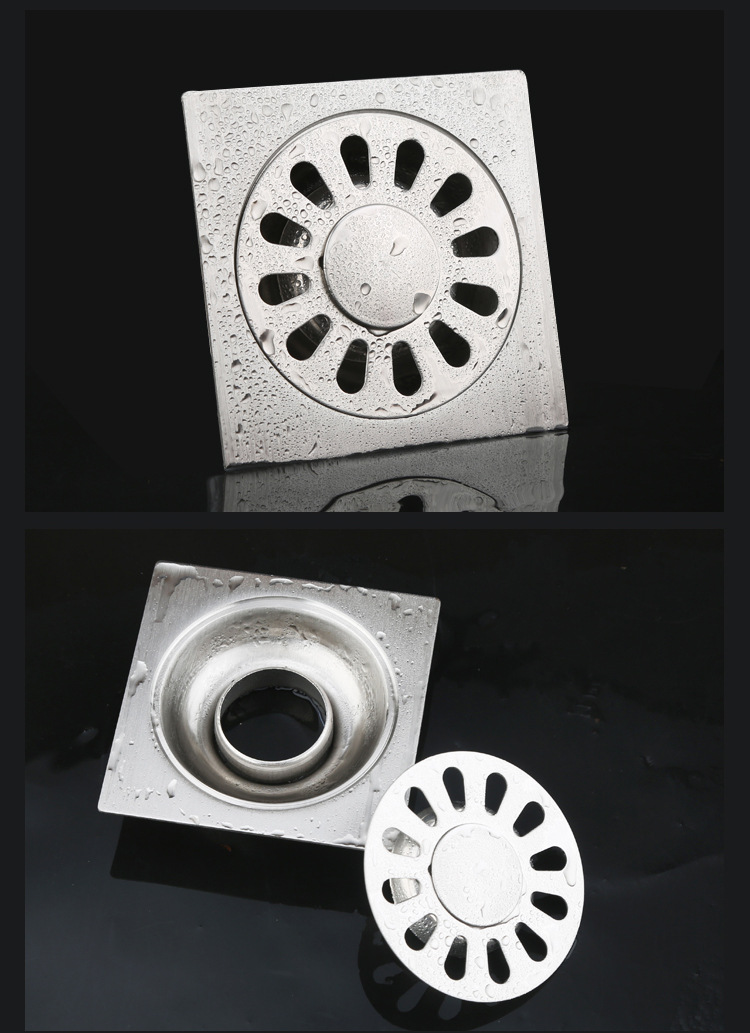 Năp Thoát nước sàn inox phòng tắm khử mùi sàn cống máy giặt 10x10cm