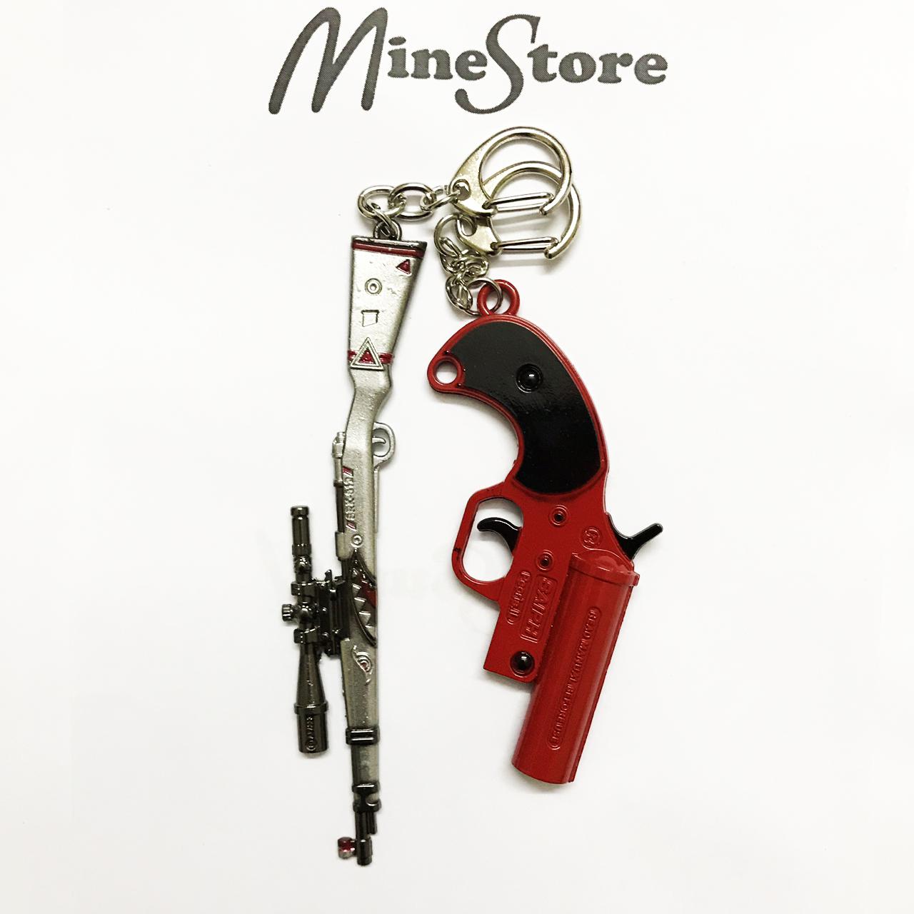 Combo 2 móc khóa pubg: flaregun pubg và k98 skill shark size 12cm