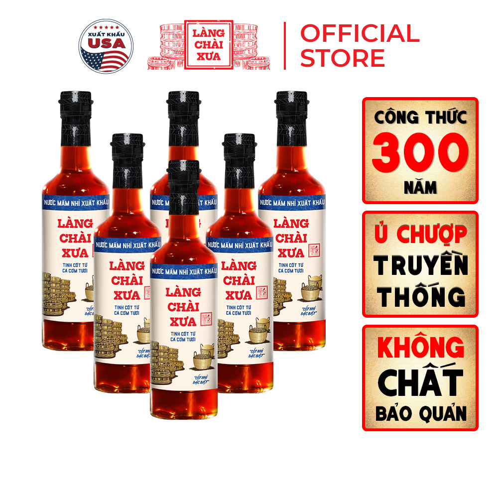   Tặng Bao LÌXÌ và Nước tương 125ml  THÙNG 6 CHAI nước mắm nhỉ Làng chài Xưa xuất khẩu nhãn xanh thủy tinh 500ml cốt nhỉ đặc biệt vị dịu nhẹ gu Việt Kiều giới trẻ thành thị 