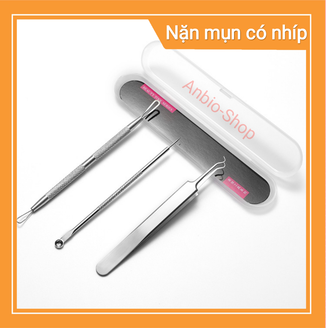 [HCM]Bộ 3 cây nặn mụn đầu đen bằng thép không rỉ có nhíp gắp mụn tiện lợi