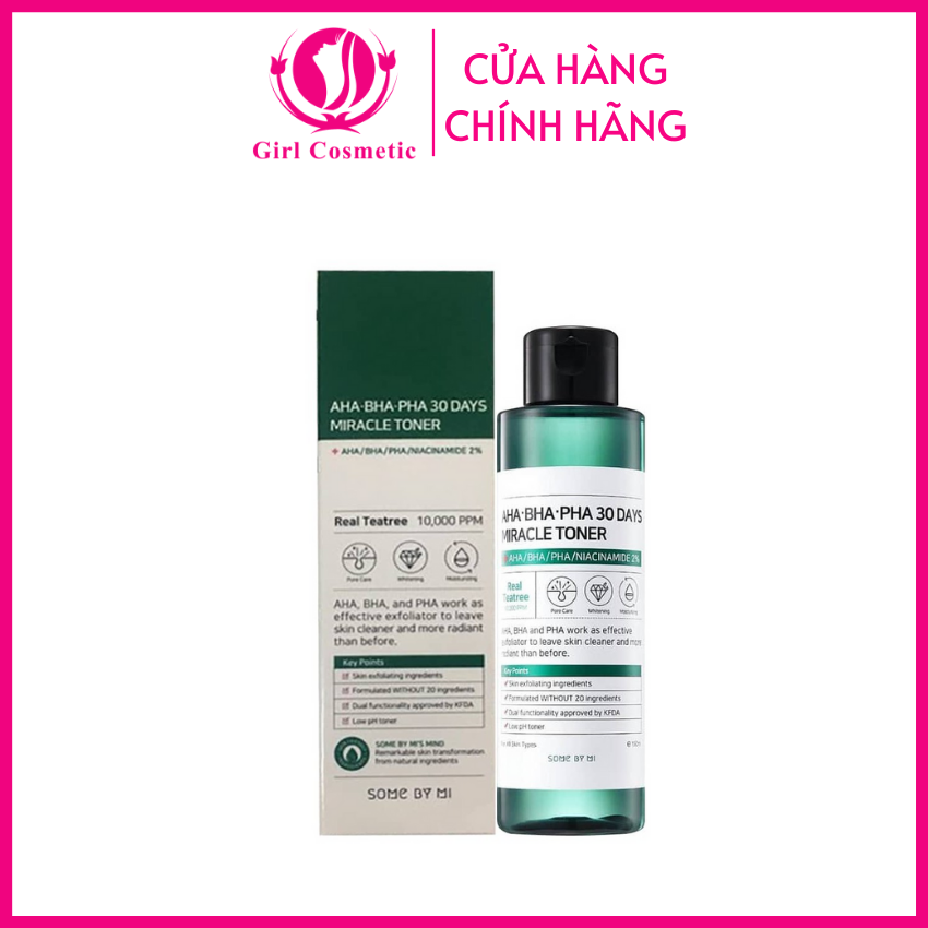 Nước Hoa Hồng Some By Mi AHA-BHA-PHA 30 Days Miracle Toner 150ml cho da dầu mụn, hiệu quả trong 30 ngày