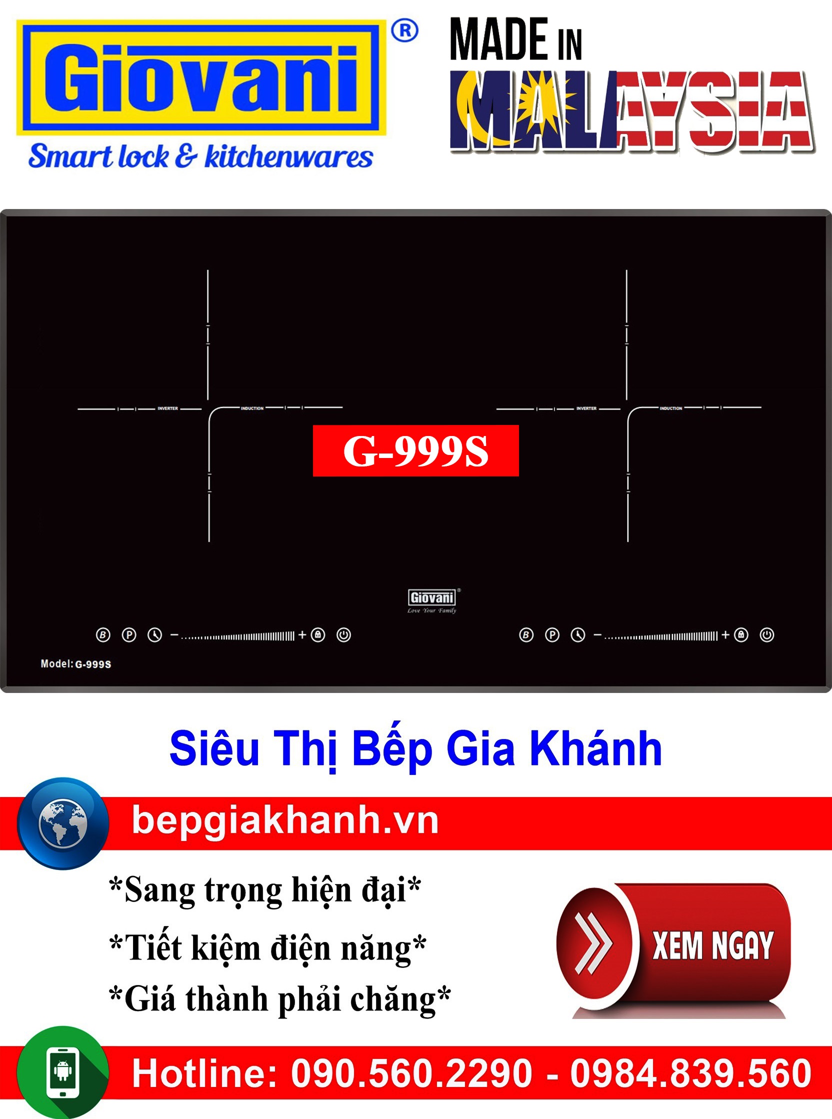 [HCM]Bếp từ đôi Giovani G-999S nhập khẩu Malaysia, bếp từ, bếp điện từ, bếp từ đôi, bếp điện từ đôi, bếp từ giá rẻ, bếp điện từ giá rẻ, bếp từ đơn, bep tu don, bep tu