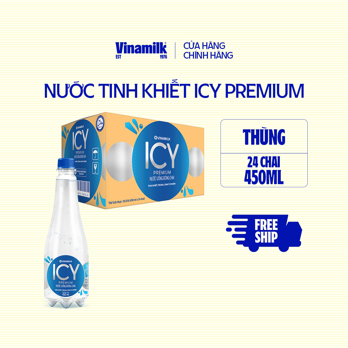 2 Thùng Nước Uống Đóng Chai Icy Premium Chai 450ml - 24 chai/Thùng