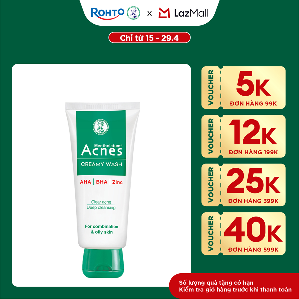 Sữa rửa mặt ngăn ngừa mụn Acnes Creamy Wash 100g
