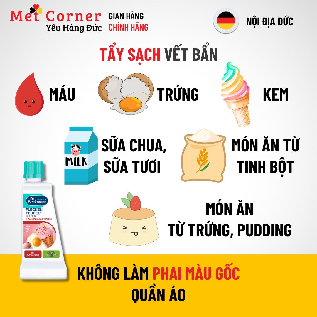 Tẩy vết bẩn máu, trứng, kem - DrBeckmann - 50ml