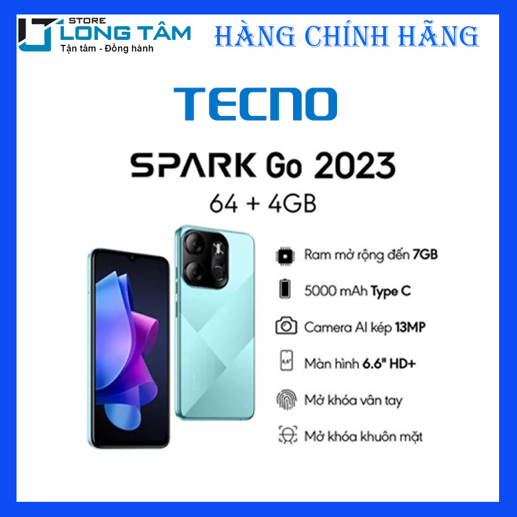 Điện thoại tecno spark go 2023 4gb/64gb- hàng chính hãng