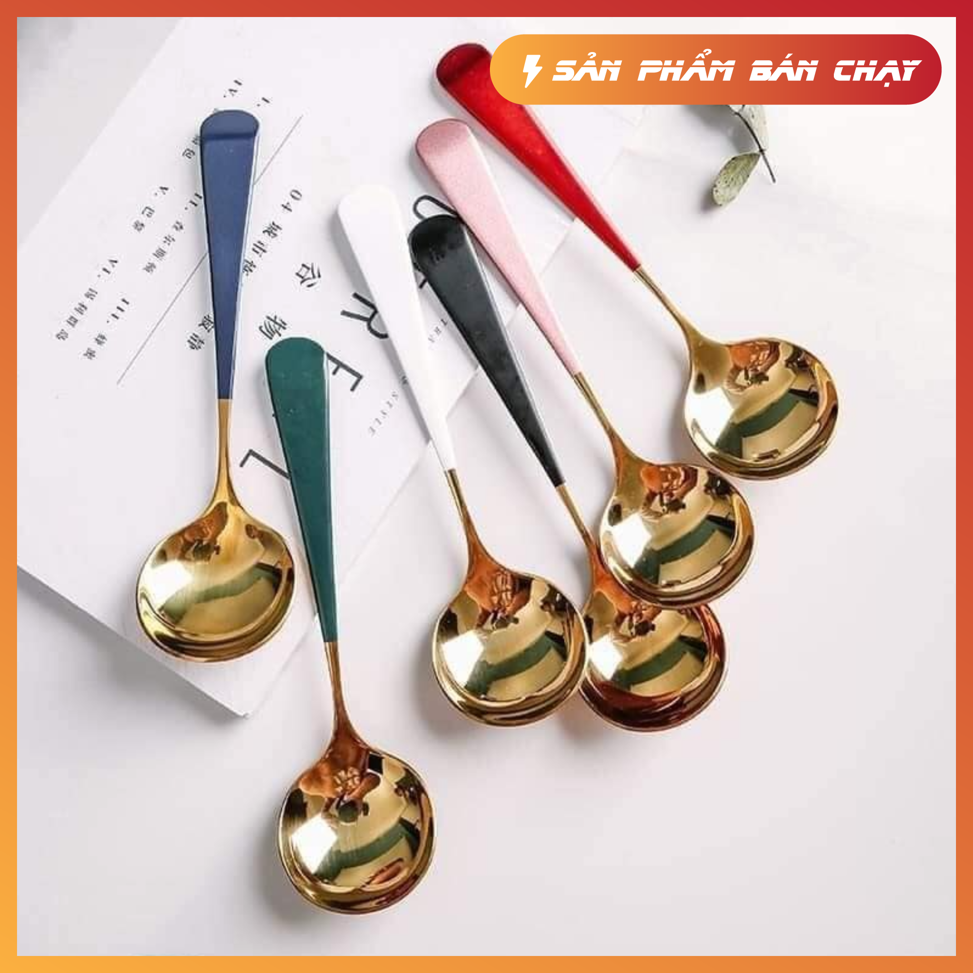 Combo 5 Chiếc Thìa, Dĩa Mạ Vàng, Chất Liệu Inox An Toàn,Mix Đủ Màu ,Kiểu Dáng Sang Trọng, Phù Hợp Tất Cả Bàn Ăn. Sét Muỗng- Nĩa Mạ Vàng 18k.TITM49