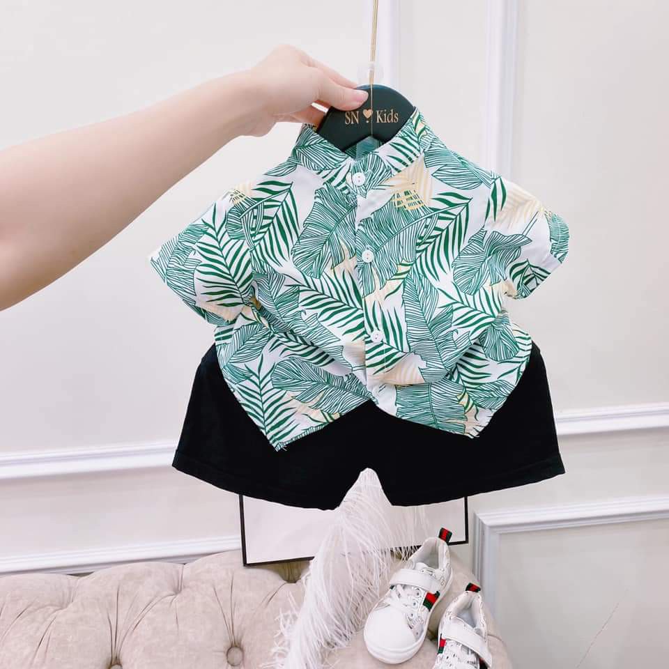 Set Sơmi + quần cộc chất liệu cotton đũi siêu mát