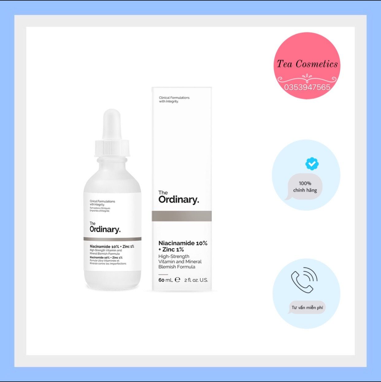 Tinh chất trị thâm mụn The Ordinary Niacinamide 10% + Zinc 1%