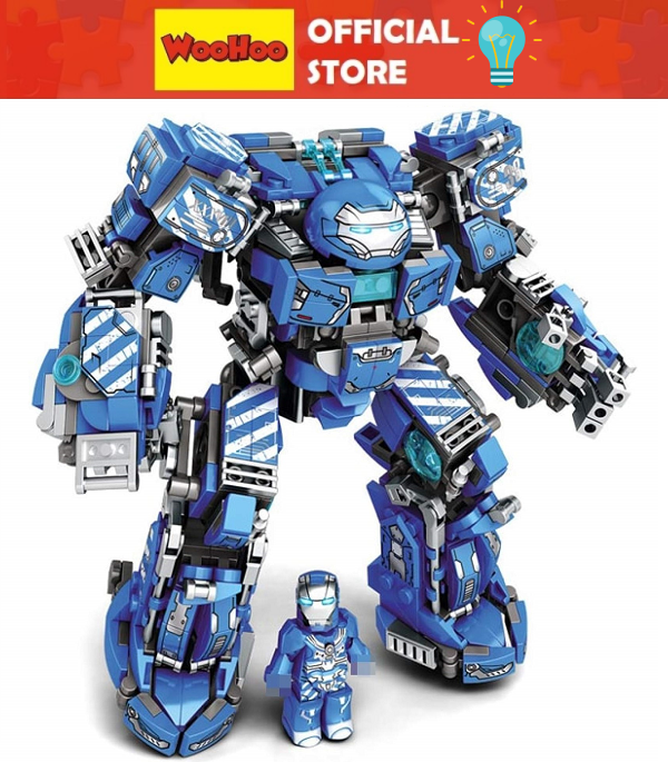 Hulkbuster Lego Marvel Anti-Hulk- Lắp Ráp Xếp Ghép Hình Mô Hình Robot Iron Man Xanh Action Figure Steel Mecha Avengers