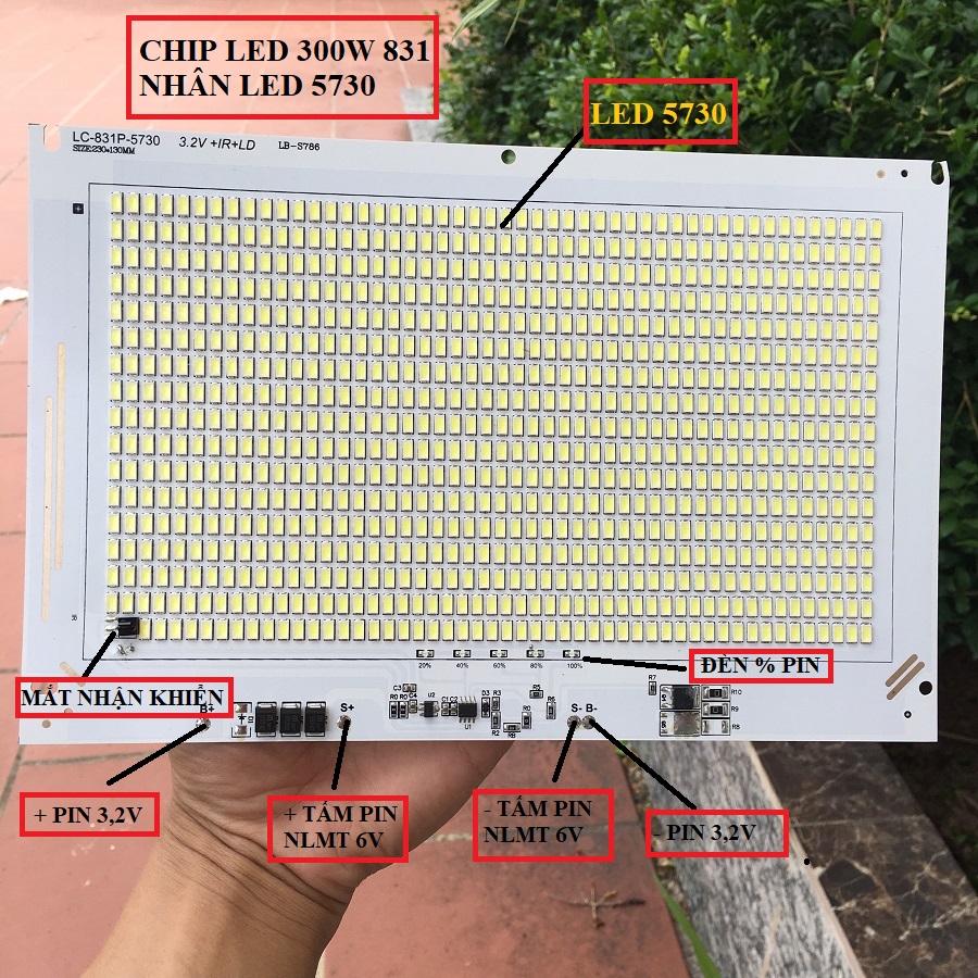 Led thay thế đèn năng lượng mặt trời 300W - 831 chip 5730 - 3,2V hoặc 3,7V