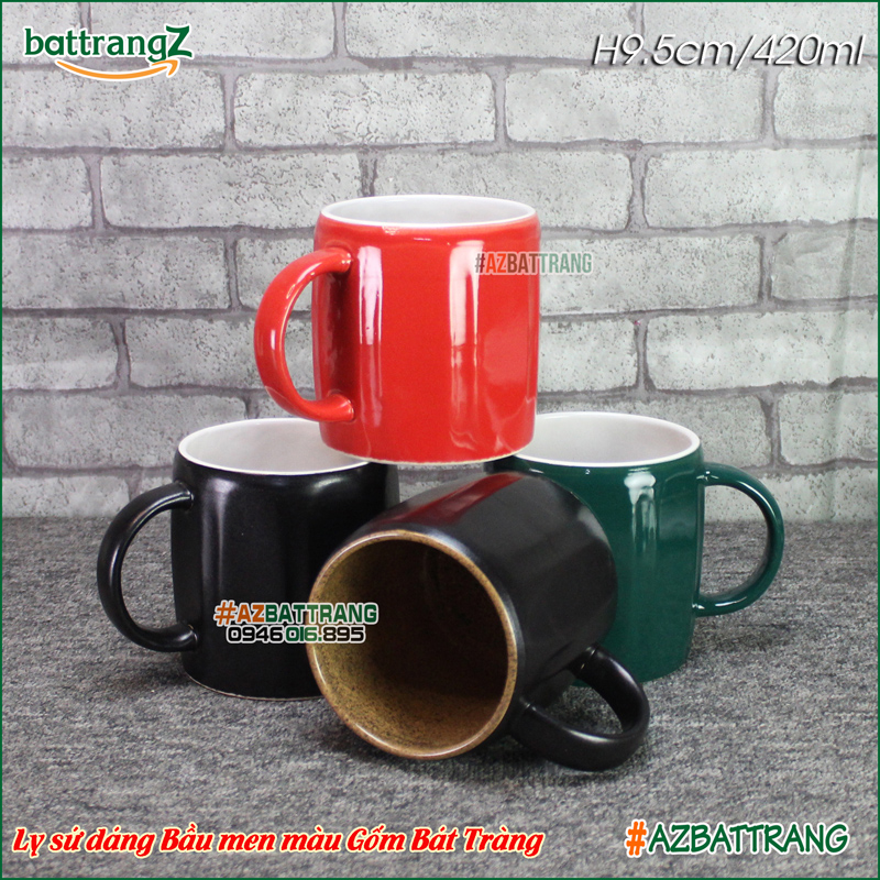 Ly sứ dáng bầu men gốm Bát Tràng AZ
