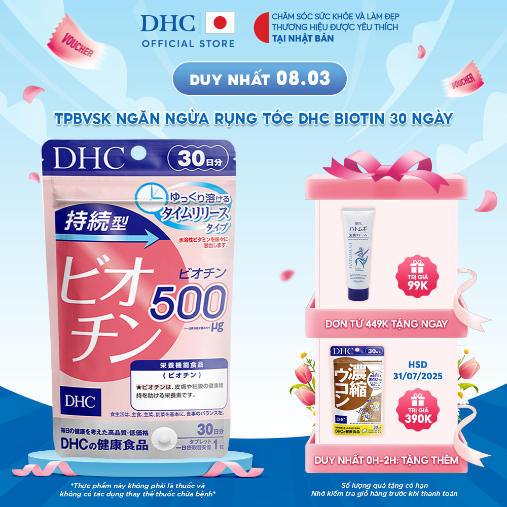 Viên uống DHC Tpbvsk DHC Sustained release biotin hỗ trợ ngăn rụng tóc, hỗ trợ mọc tóc 30 ngày