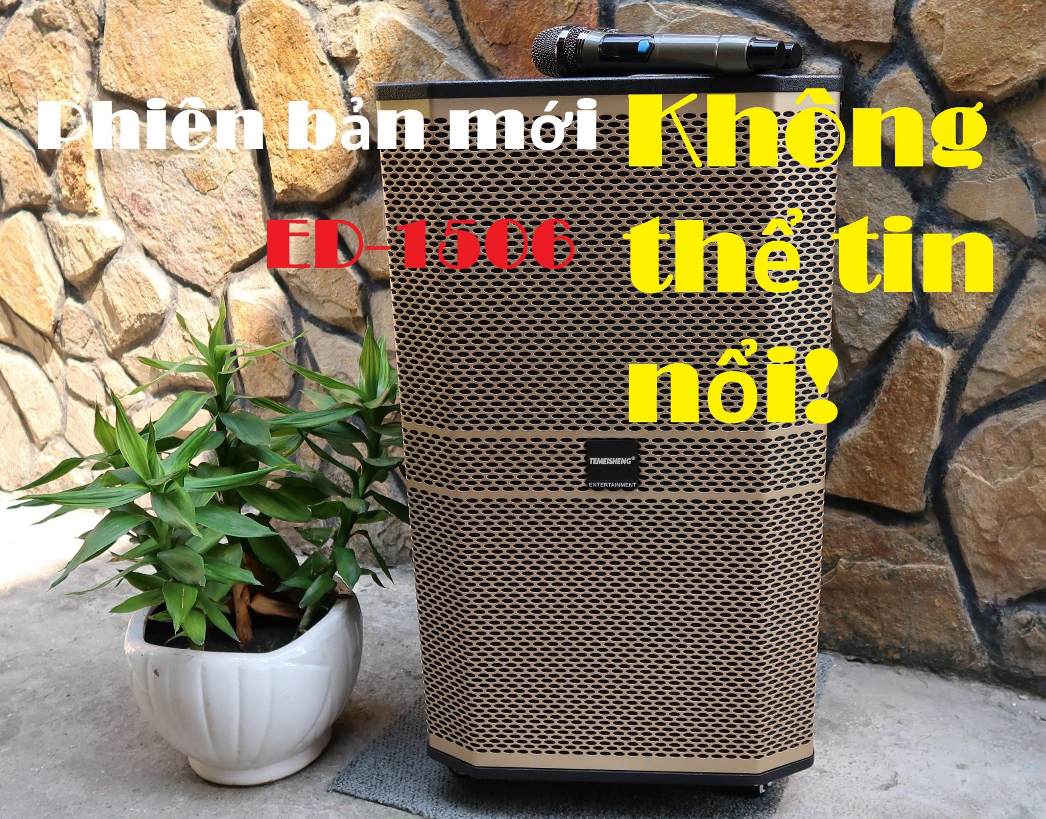 [HCM]Loa kéo Karaoke Bluetooth Temmeisheng ED1506 Thùng gỗ 45 tấc công suất lớn