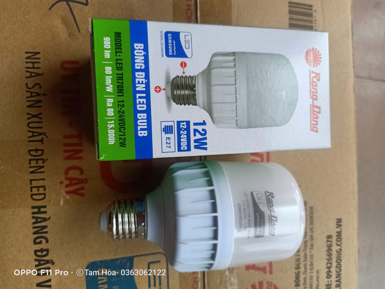 Bóng đèn led trụ 12W Rạng Đông dùng điện 12V-24VDC
