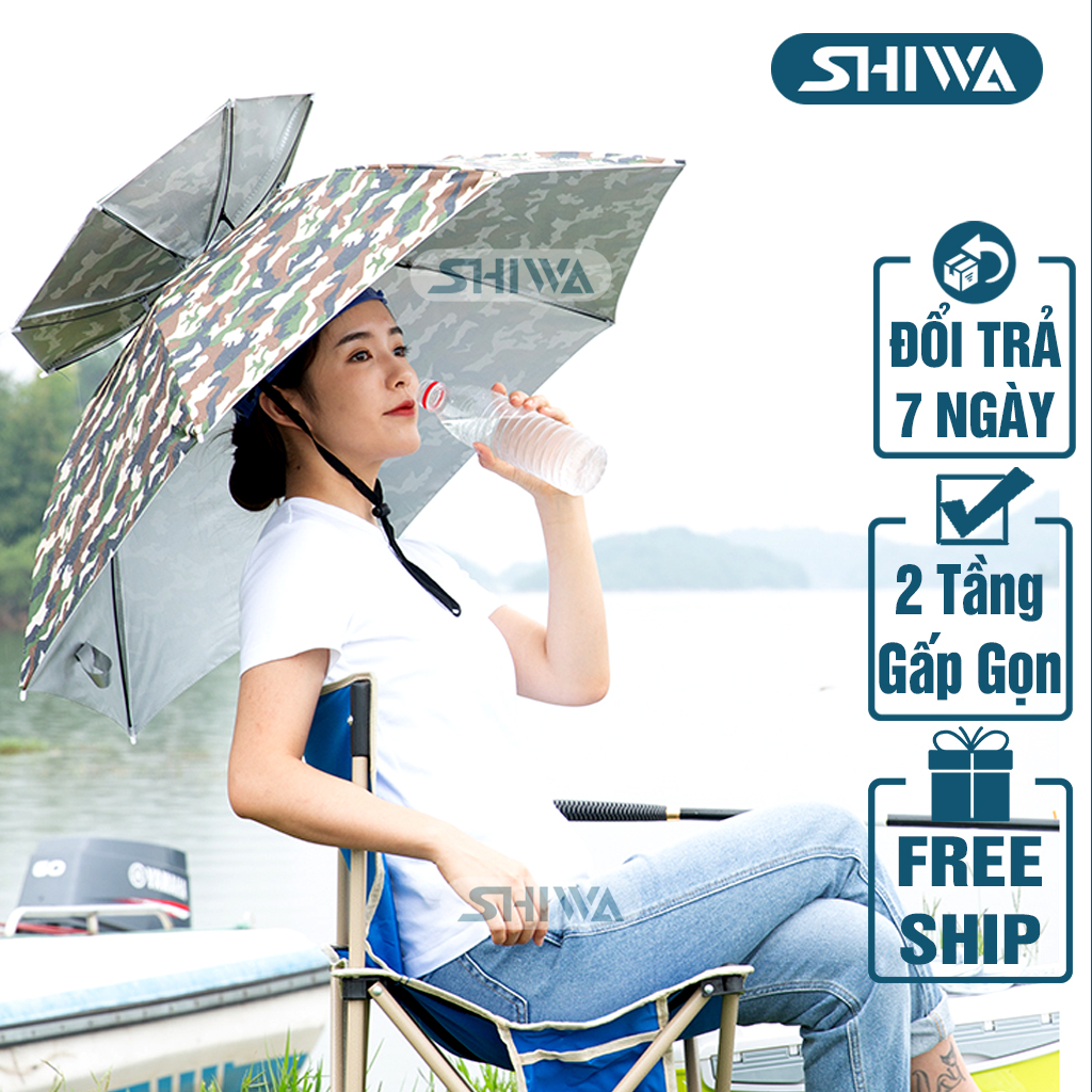  Dù Đội Đầu Che Nắng Che Mưa 2 Tầng Câu Cá  Du Lịch  Làm Vườn - Ô Đội Đầu 2 Tầng Che Nắng Mua Cho Bé,Người Lớn Shiwa 
