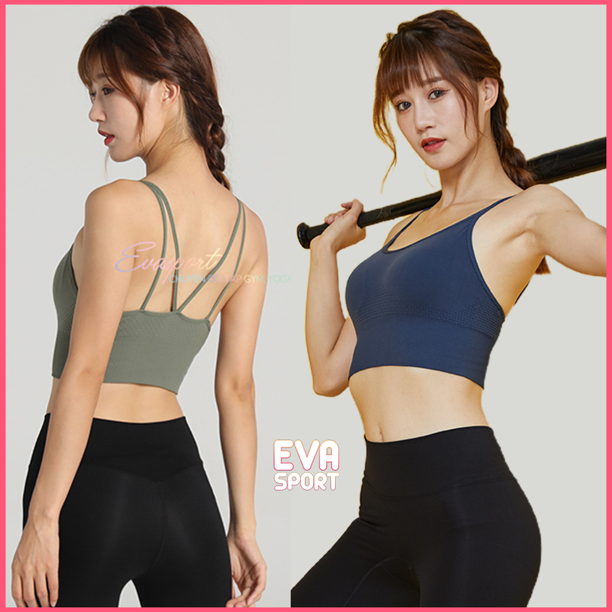 Áo Bra Tập Gym Yoga Aerobic Nữ Đan Dây Có Mút Đệm Kiểu Lưới Vải