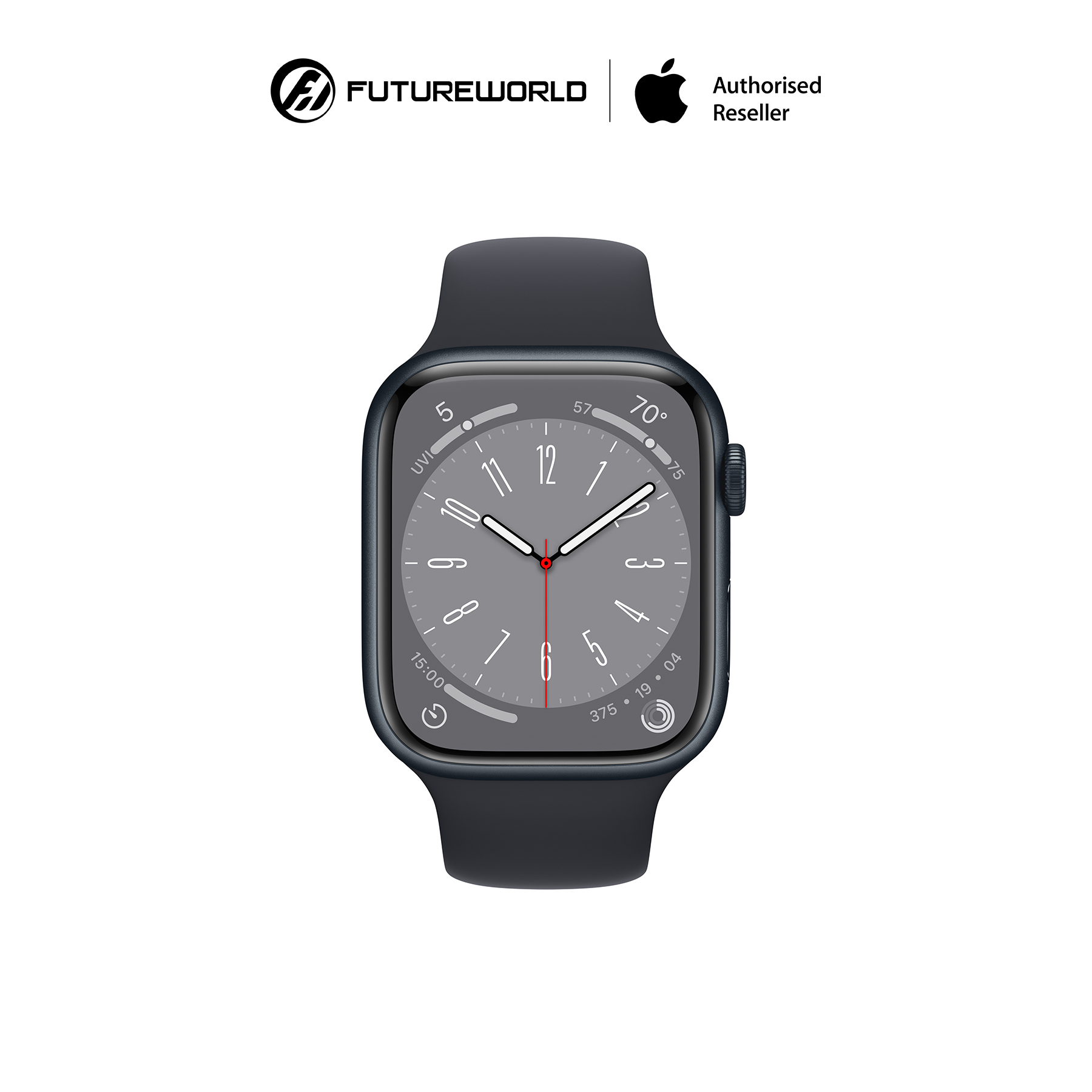 Apple Watch Series 8 GPS 45mm Midnight/Starlight/Silver Aluminium Case with Midnight Sport Band - Regular