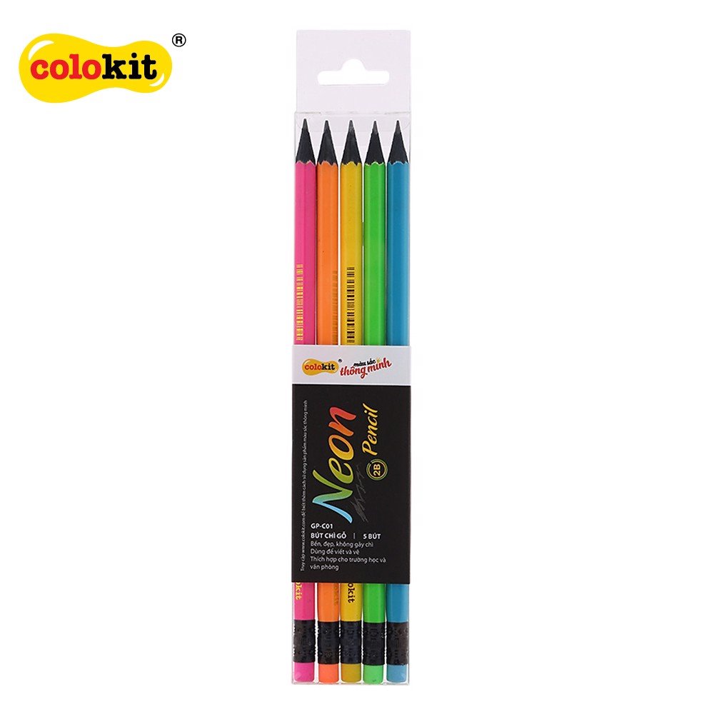 Combo 5 bút chì gỗ 2b colokit gp-c01-bút máy sài gòn
