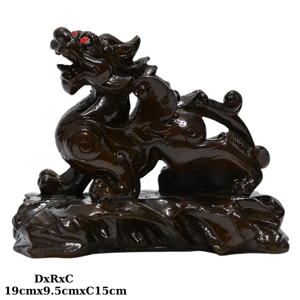 Tỳ hưu đá màu gỗ có đế
