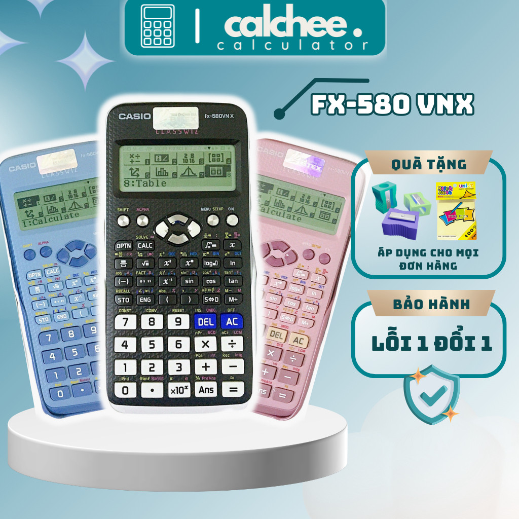 Máy tính casio Fx 580VN X 3 màu lựa chọn có chức năng chuyển đổi tiếng việt, Máy tính học sinh casio FX 580VN X giá rẻ