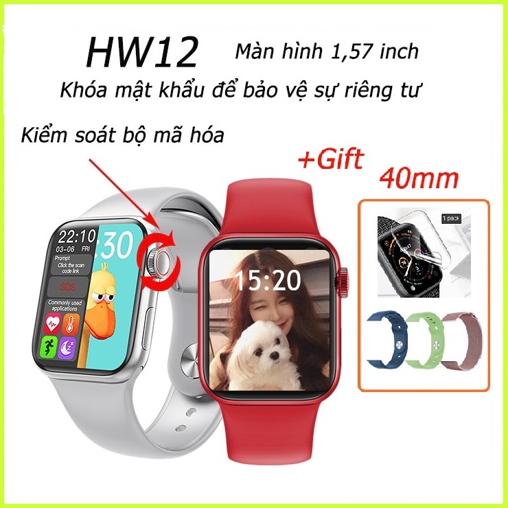 Đồng hồ thông minh HW12 thay được dây chống nước nghe gọi đo nhịp tim đếm bước giống iWatch 99%