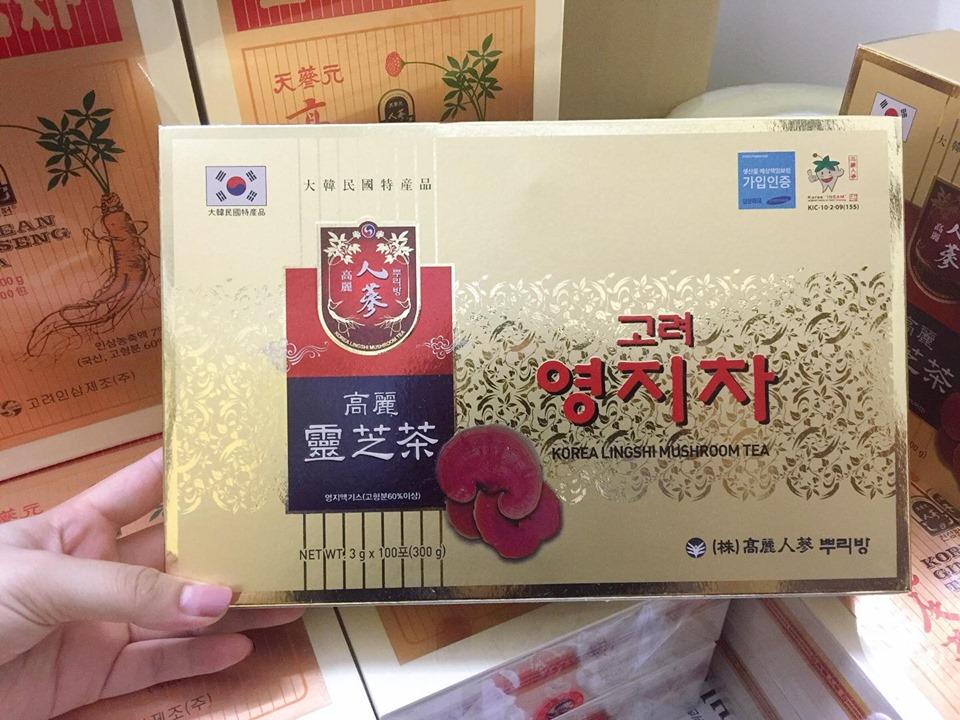 Trà Nấm Linh Chi Hàn Quốc( hộp 100 gói) - Tăng cường hệ miễn dịch, giúp tuần hoàn máu, giải độc gan