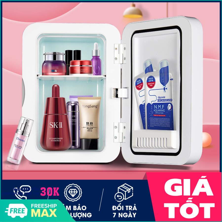 Tủ lạnh 8L - Tủ lạnh măt gương - Tủ lạnh đựng mỹ phẩm - Tủ lạnh , tủ mát mini 8 Lít, hai chiều nóng lạnh dùng cả trong nhà, trên oto, xe hơi Cao cấp,Tủ lạnh mini 2 chế độ nóng lạnh 8 lít