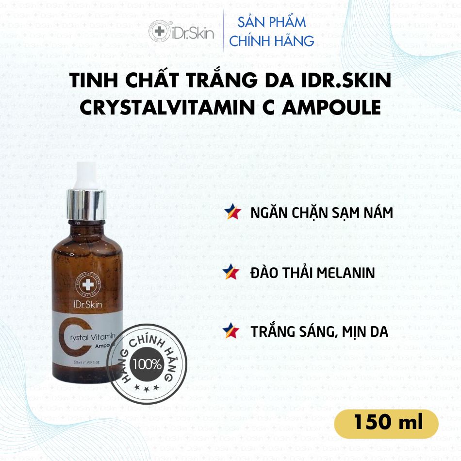 Tinh chất trắng da IDr.Skin Crystal Vitamin C Ampoule Serum dưỡng ẩm mờ thâm nám 50ml