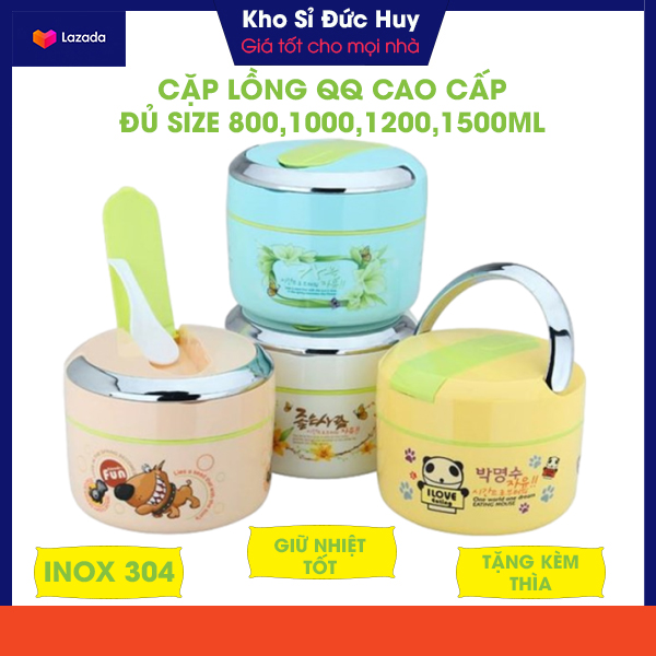 [Tặng Kèm Thìa Nhựa] Cặp Lồng - Hộp Cơm Giữ Nhiệt Văn Phòng Inox 304 Cao Cấp - Cà Mèn Giữ Nhiệt, Đủ Loại Kích Cỡ 800,1000,1200,1500ml