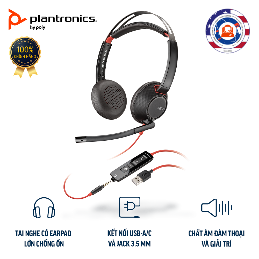 Plantronics Blackwire C5220 Premium Wired Headset for Contact Center