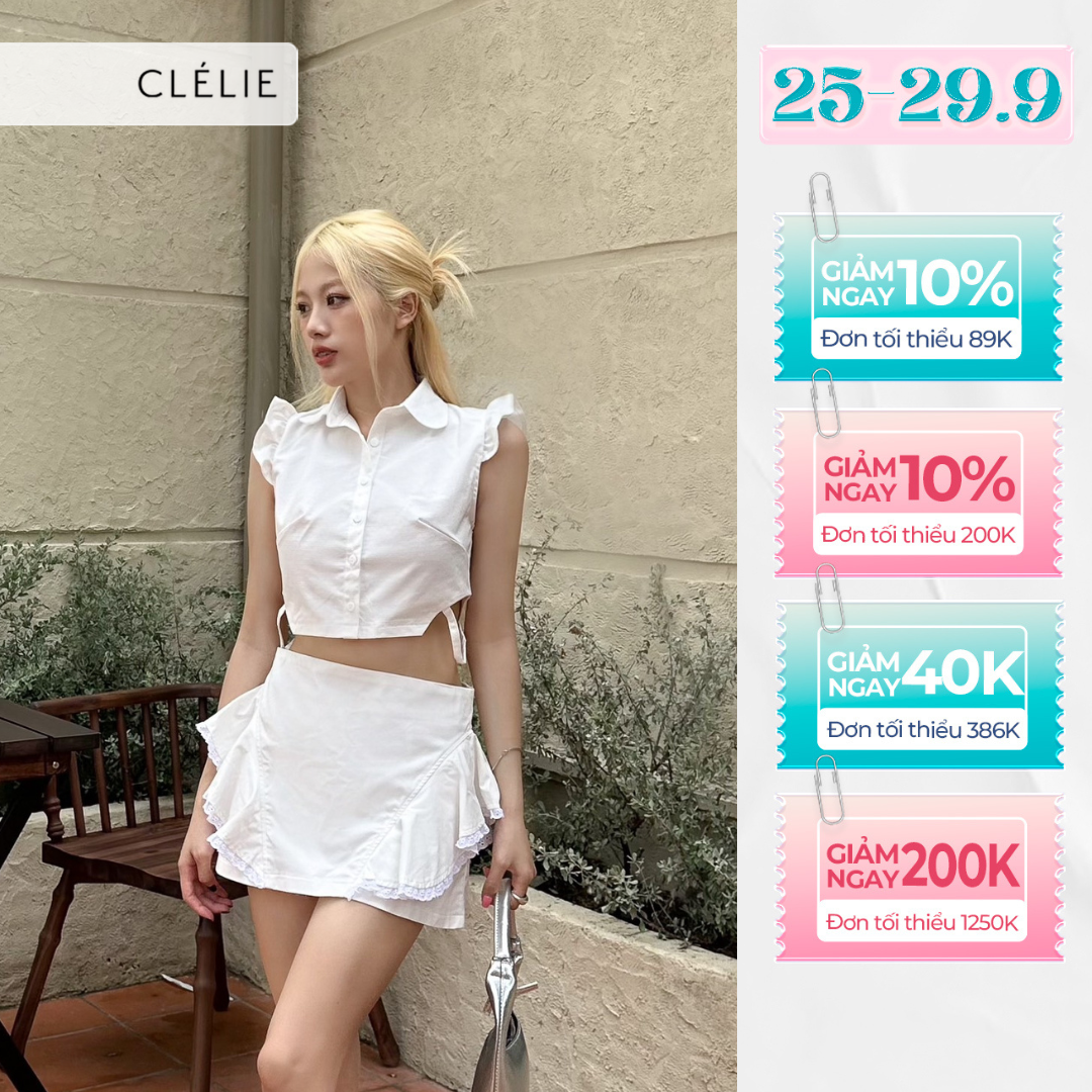 DUY NHẤT 27.9 - VOUCHER 15% + MUA 3 GIẢM THÊM 30% Set áo sơmi croptop