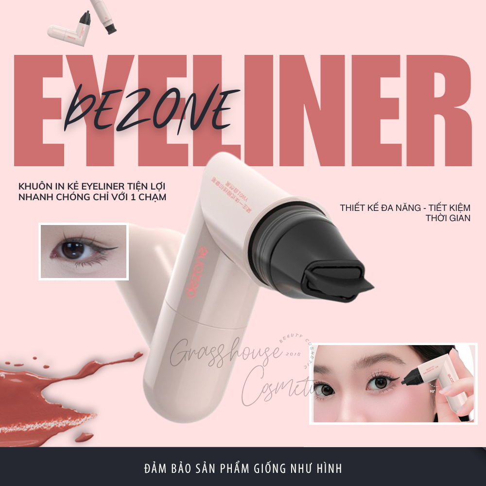  Bút kẻ mắt Dezone Kẻ eyeliner 2 đầu Con dấu khuôn in eyeliner không cần chấm mực đường cong tự nhiên 