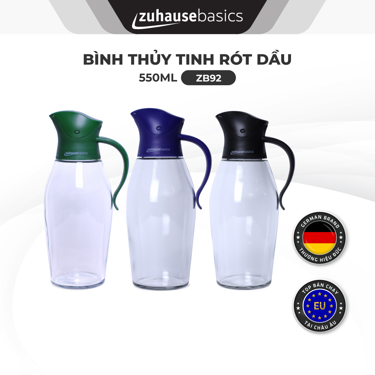 Bình rót dầu giấm zuhause basics 550ml - zb92