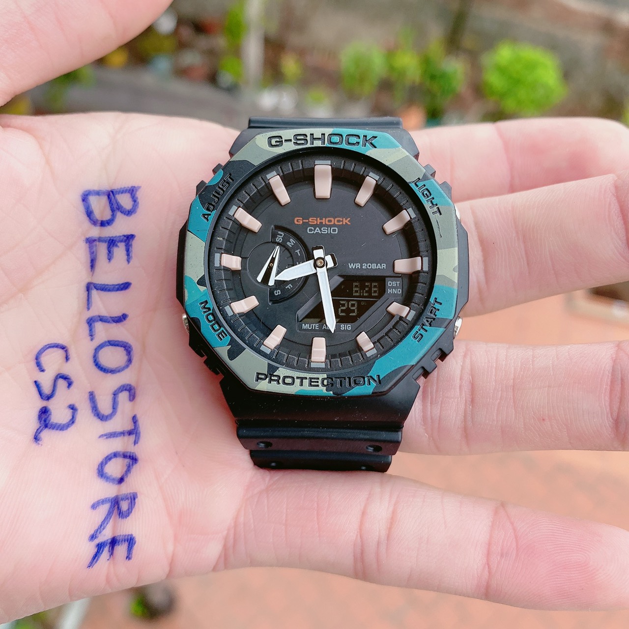 Đồng hồ thể thao G-Shock GA-2100 Màu Đen Xanh dây cao su chống nước,GShock GA2100 Kim số tự động