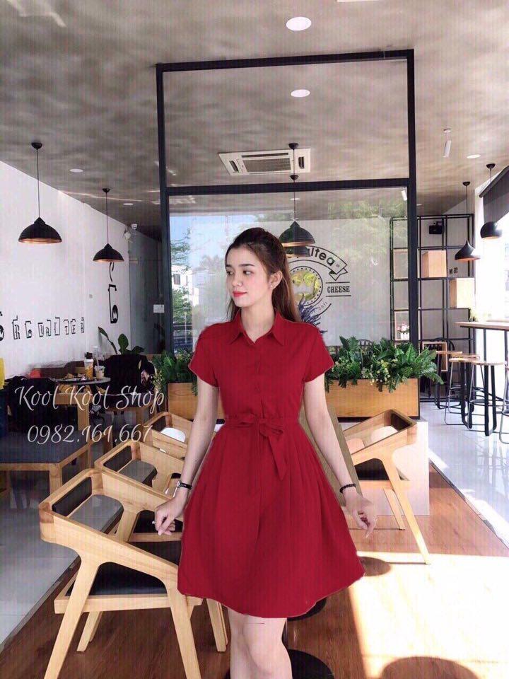 Đầm Nữ ( Váy Nữ ) Dáng Xòe Sơ Mi Phong Cách Hàn Thời Trang Bambo