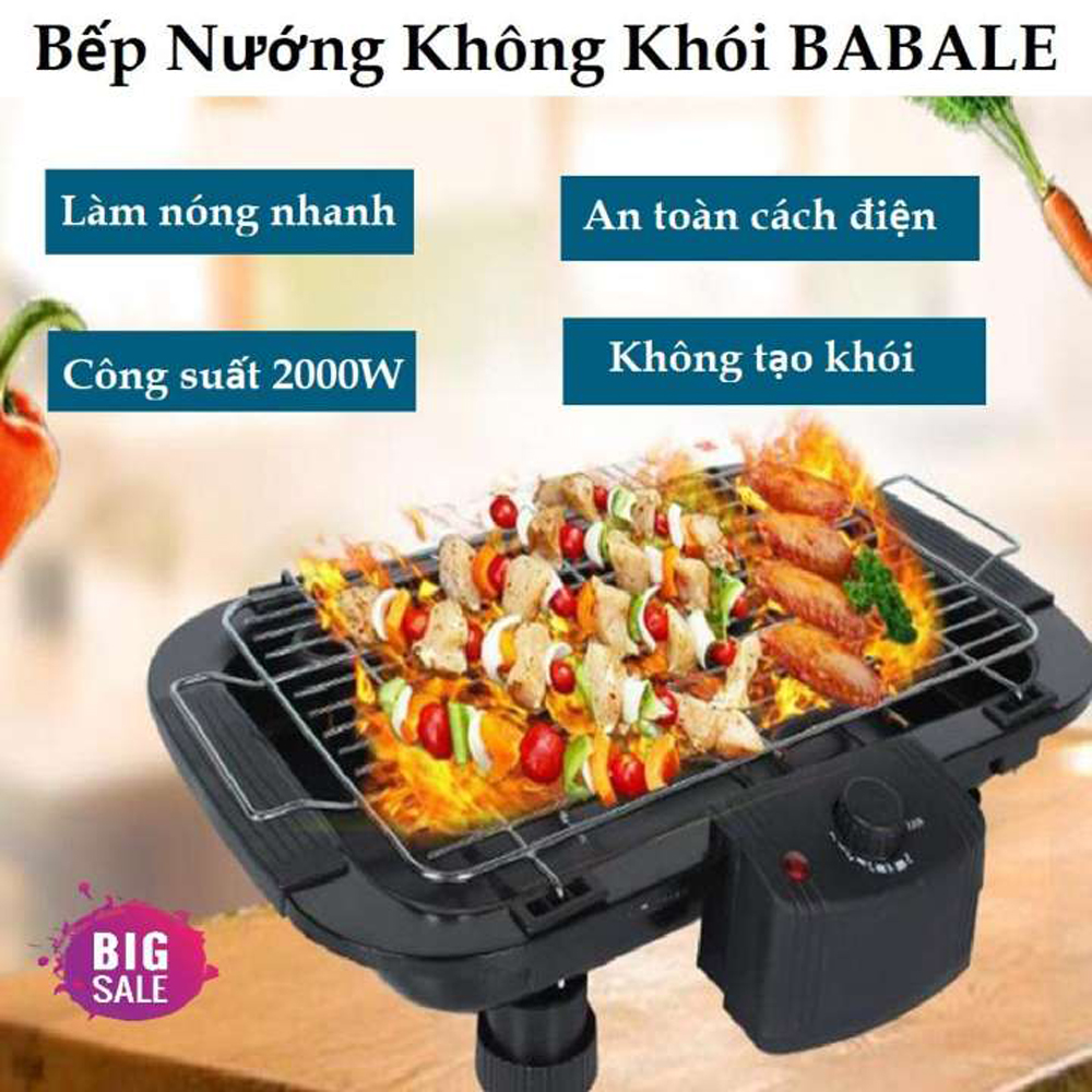 [Flash Sale] Bếp Nướng Không Khói Công Nghệ Hàn Quốc Lò Nướng Điện Bếp Nướng Không Khói Babale Hàng Nhập Khẩu Đồ Nướng Ngon Sạch Tiết Kiệm Điện Tự Ngắt Cực An Toàn. Bảo hành 6 Tháng