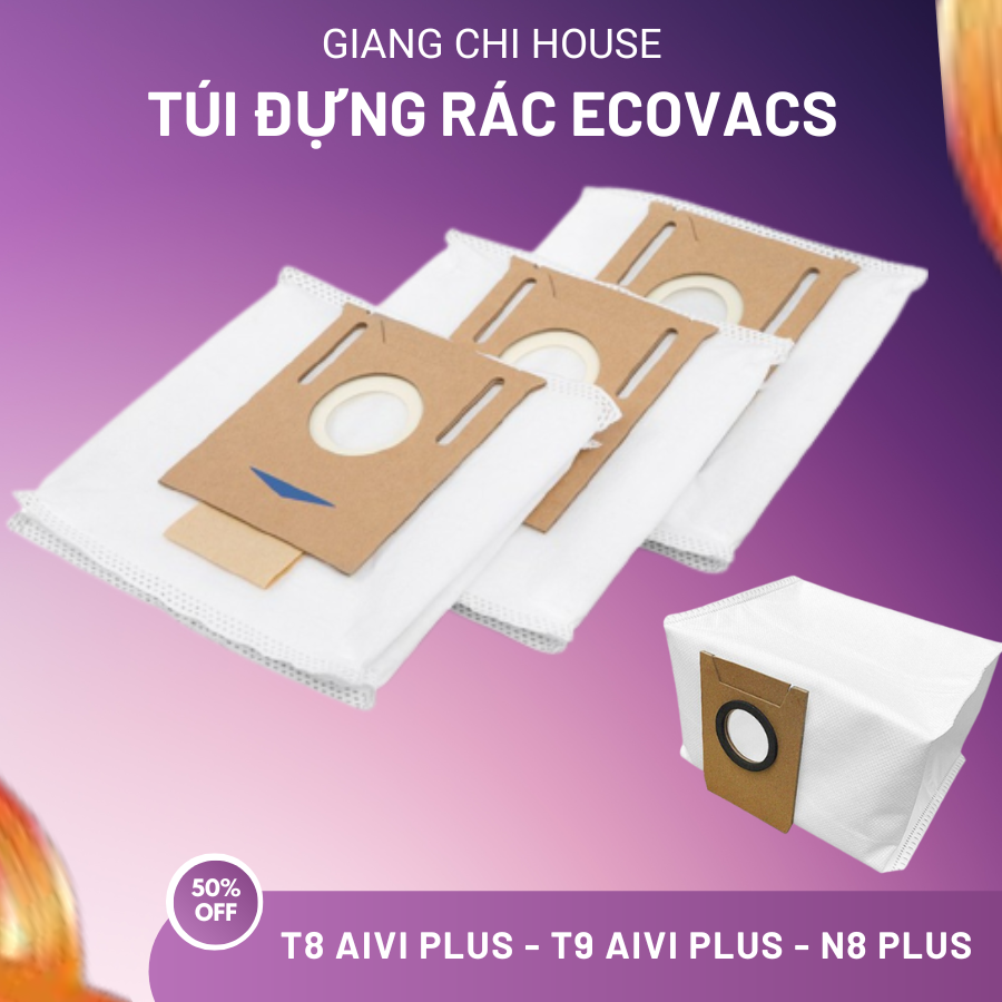 Túi rác ecovacs đựng rác dành cho thùng rác tự động Robot Ecovacs Deebot T8 Aivi Plus, T9 Aivi Plus, N8 Pro Plus, T8 Power, T8 Max, T9 Power, T9 Max