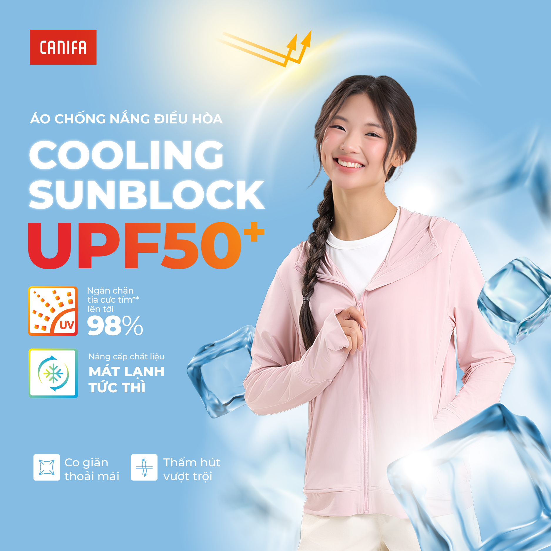 [20H 9-12.10 VOUCHER TỚI 500K] Áo chống nắng nữ CANIFAchất co giãn có mũ dạng khoác nhiều màu mẫu mới 2025- 6OT25S003