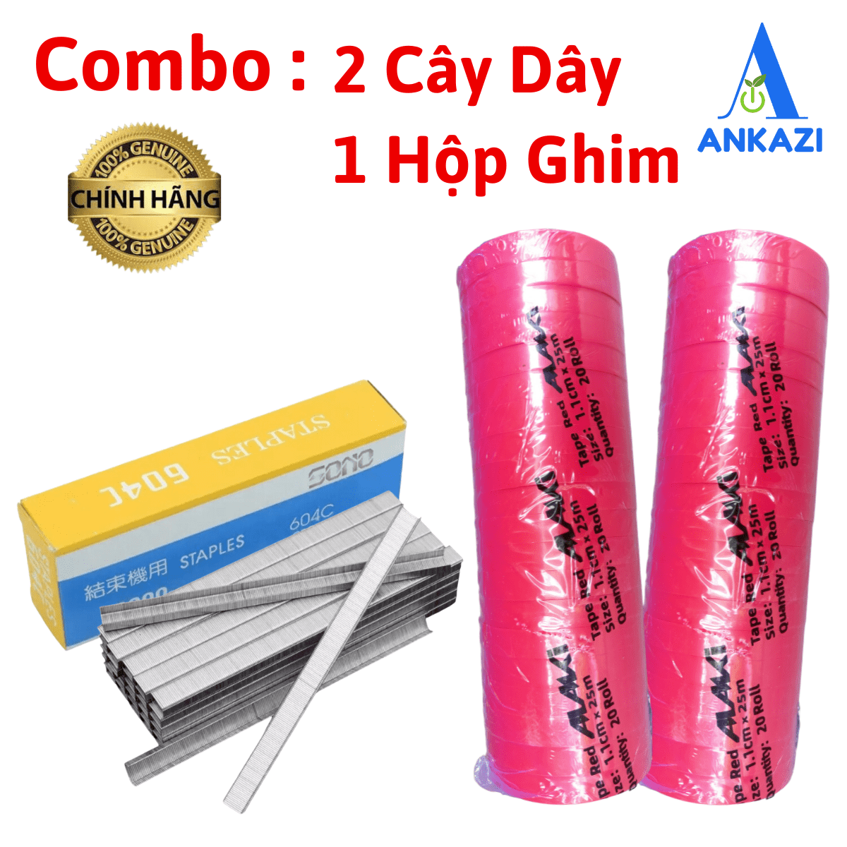 Combo 2 cuộn dây buộc cành 1 hộp ghim dụng cụ buồn Cành dây leo ANKAZI