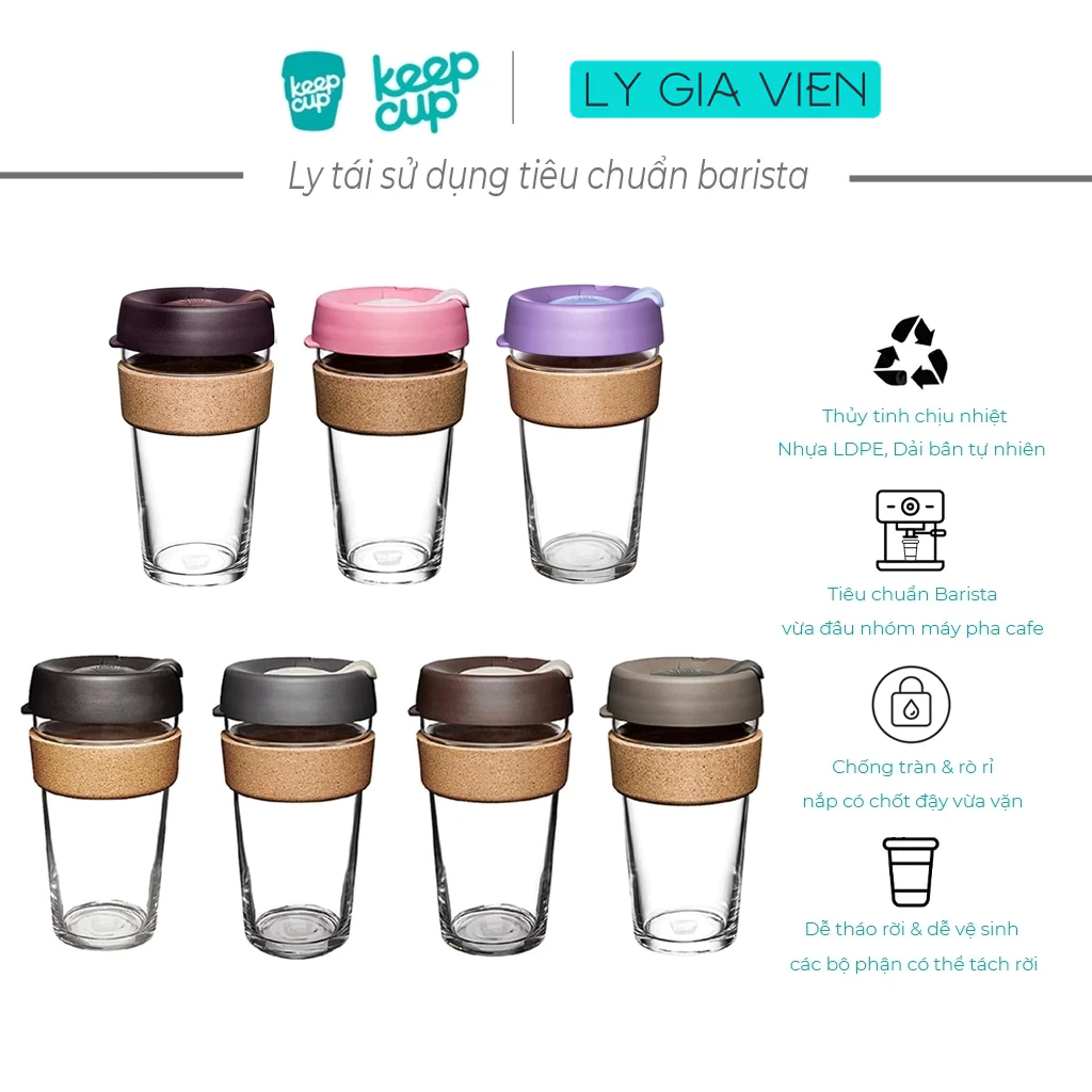 Ly Thủy Tinh Tái Sử Dụng KeepCup Cork Glass Reusable Cup