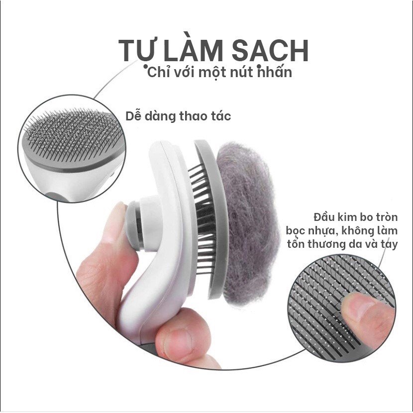 Lược chải lông chó Lược chải lông mèo kém nút bấm
