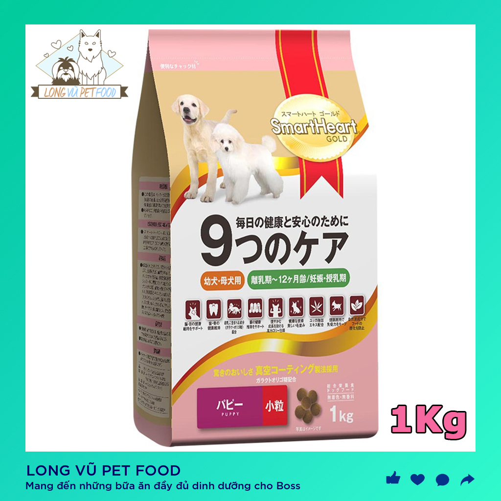 Thức ăn cao cấp dành cho chó nhỏ và chó mẹ mang thai - Smartheart Gold túi 1kg. hạt cho chó Smartheart