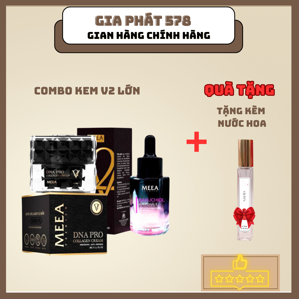 Mẫu Mới 30g _ Combo Tinh Chất Bakuchoil & Kem Face Dna Collagen Ver 2 - Meea + tặng nước hoa