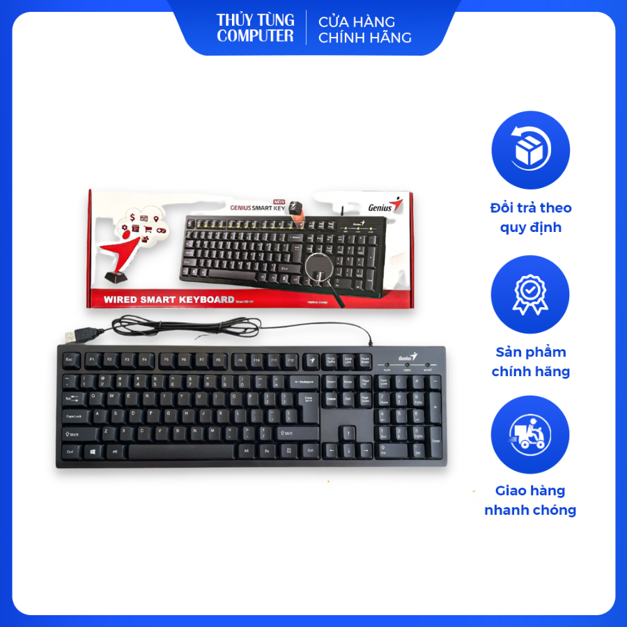Bàn phím có dây genius smart kb117 kết nối bằng usb 2.0 chất liệu nhựa nhám giảm tiếng ồn khi gõ