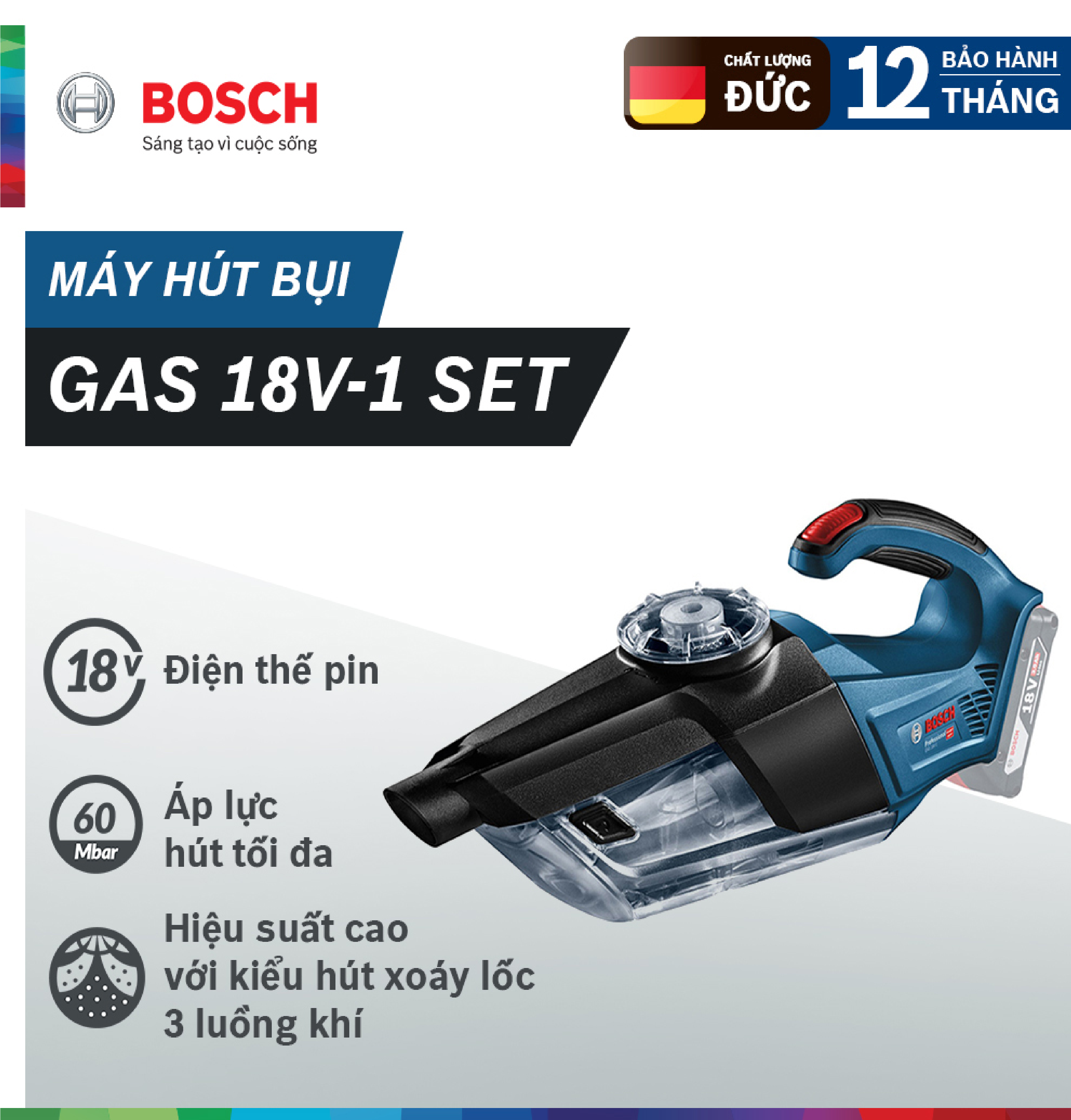 Máy hút bụi bosch gas 18v-1 set