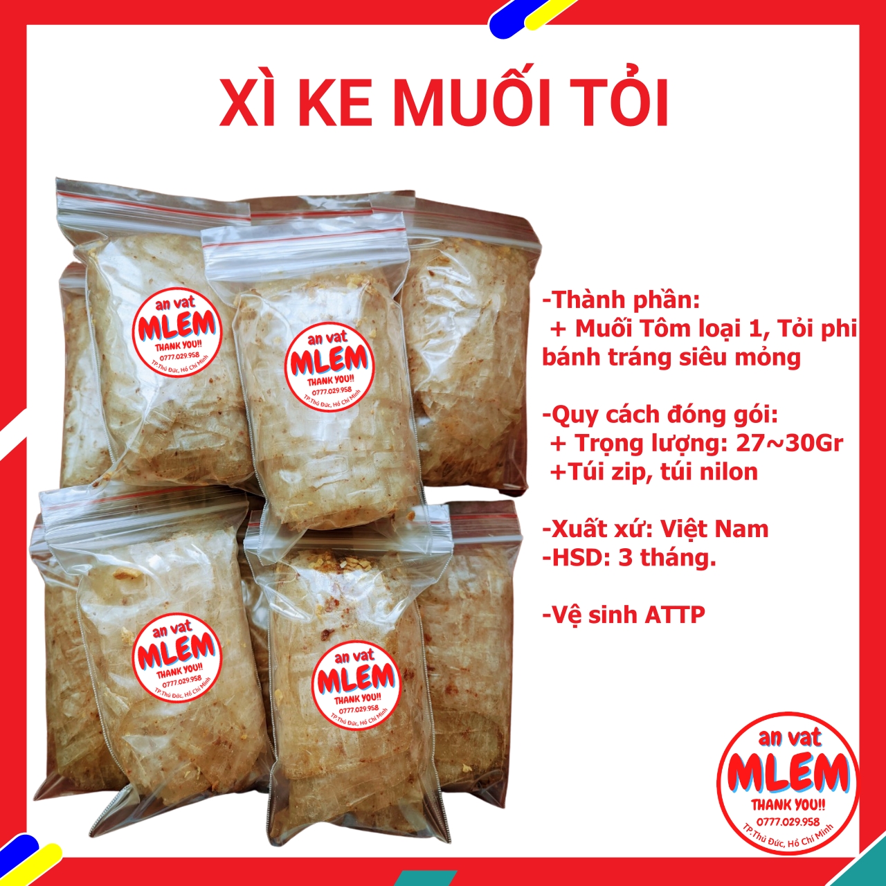 Bánh tráng trộn phơi sương muối nhuyễn xì ke muối tỏi túi 30gr đồ ăn vặt mlem